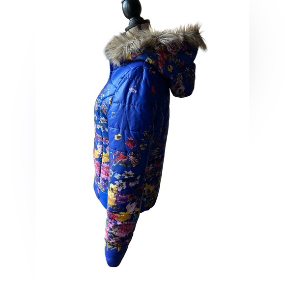 John + Jenn Floral Puffer Fur Trim Jacket - Picture 2 of 11